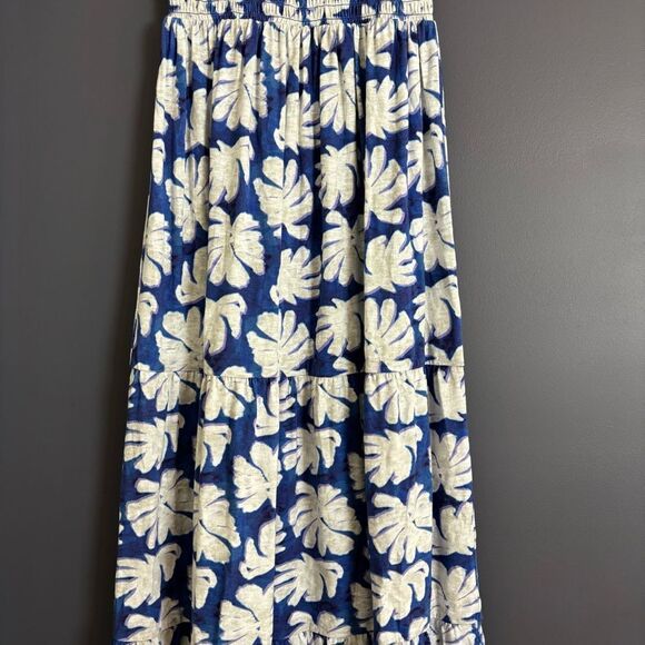 NZT NIC & ZOE Blue & White Shadow Palm One-Shoulder Smocked Dress Sz. Medium NEW - Picture 7 of 15